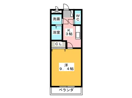 メゾンアムールII(1K/1階)の間取り写真