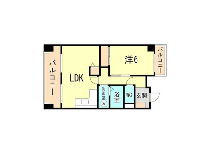 エバーヒルズ(1LDK/6階)の間取り写真