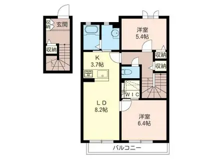 サンリーフ(2LDK/2階)の間取り写真