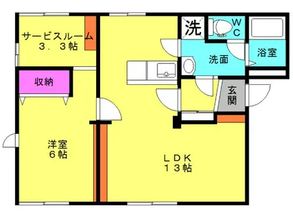 ハイツ・あわ(1SLDK/1階)の間取り写真