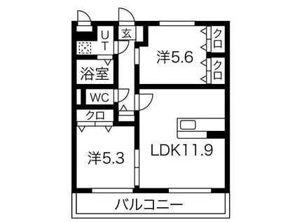 GLANZ C(1SLDK/2階)の間取り写真