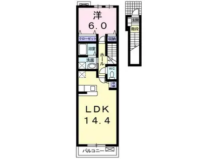 グランディア元宮(1LDK/2階)の間取り写真