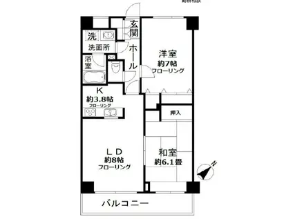 エヌフラッツ横浜大岡(2LDK/1階)の間取り写真