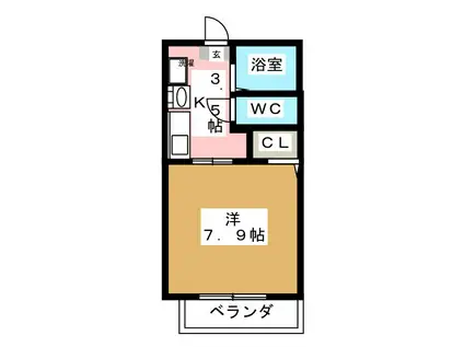 グリーンハイツ大安(1K/1階)の間取り写真