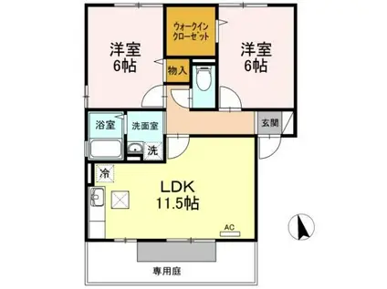 ボナール三条A棟(2LDK/1階)の間取り写真