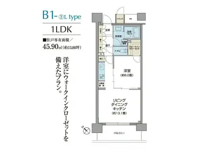 パークアクシス仙台(1LDK/6階)の間取り写真