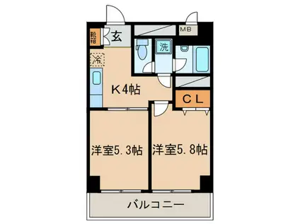 シーザーレジデンスつつじヶ丘(2K/3階)の間取り写真