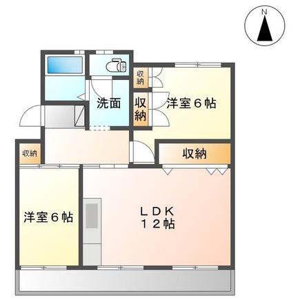 マンションてんじん(2LDK/1階)の間取り写真
