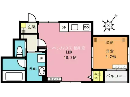 グランツリー桶川(1LDK/1階)の間取り写真