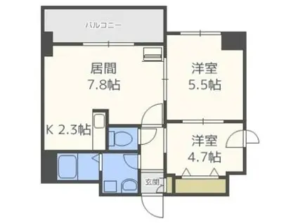 LEE北9条(2LDK/10階)の間取り写真