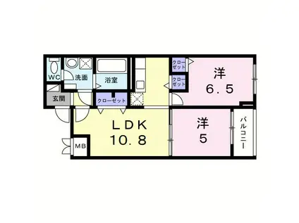 ヒカルサ岸和田畑町(2LDK/3階)の間取り写真