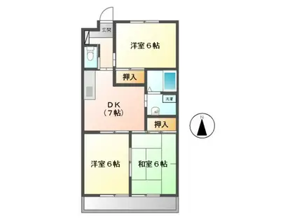 マンション丘(3DK/4階)の間取り写真