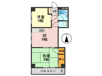 コスモK.O(2DK/2階)の間取り写真