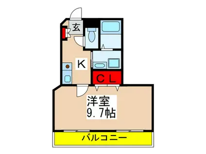 クレセントコート(1K/2階)の間取り写真