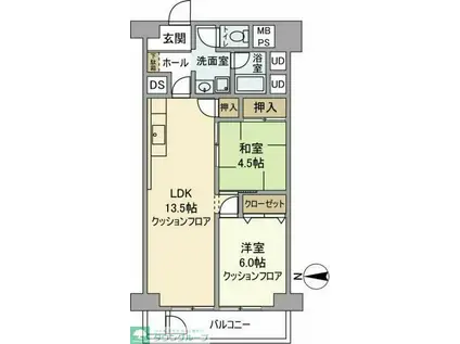 パークサイド船橋(2LDK/7階)の間取り写真