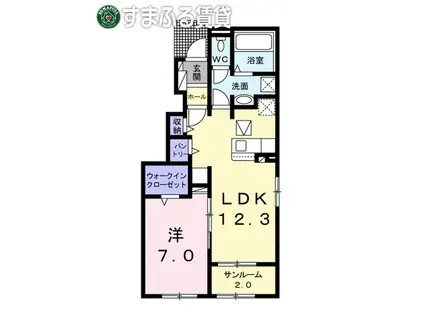 ビアンコ(1LDK/1階)の間取り写真