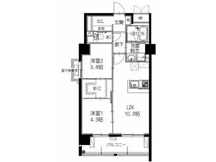 ヒルクレスト筑紫丘(2LDK/4階)の間取り写真