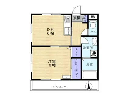 オーユーパレス四谷(1DK/3階)の間取り写真