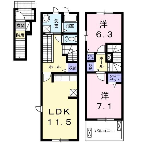 ジュエル(2LDK/1階)の間取り写真