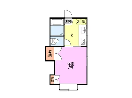 ドミトリーつつじが丘 A(1K/1階)の間取り写真