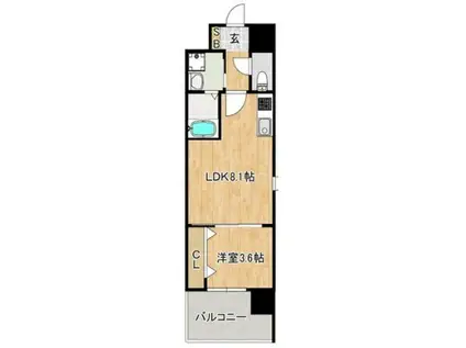 レクシア堺東(1LDK/10階)の間取り写真