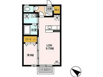ヴィレッジ柳沢(1LDK/2階)の間取り写真