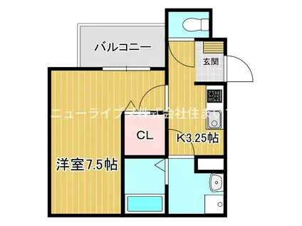 アレグリア藤田町ウエスト(1K/3階)の間取り写真