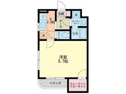 ルナ・イマージュ(1K/3階)の間取り写真