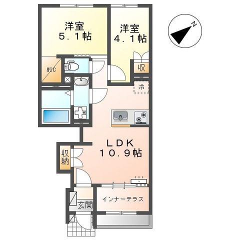 サクラリアン益城(2LDK/1階)の間取り写真