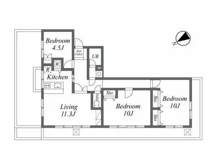 ユーコート東長崎(3LDK/3階)の間取り写真