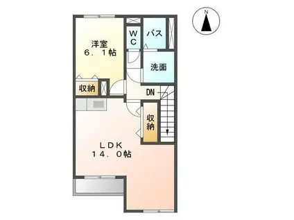 ヴァンベール臼杵(1LDK/2階)の間取り写真