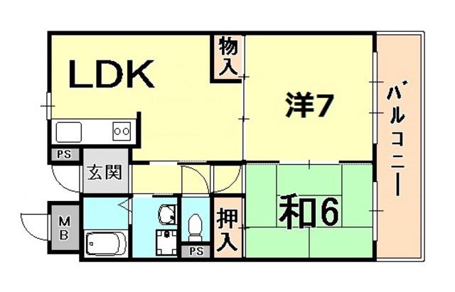 ジュエルコート甲子園口II(2LDK/2階)の間取り写真