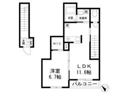 LA VIALETTA(1LDK/2階)の間取り写真