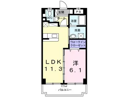 ヒルサイドマンションB(1LDK/4階)の間取り写真