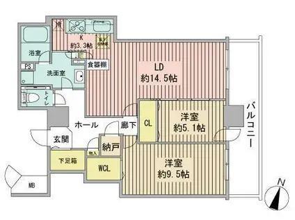 プレミスト札幌ターミナルタワー(2LDK/37階)の間取り写真
