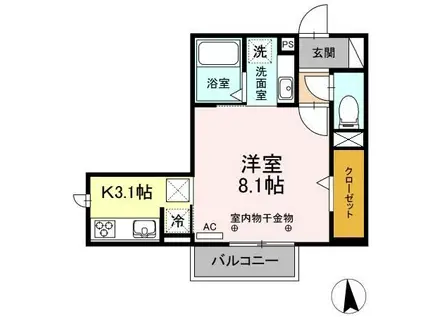 メゾンときVI(1K/1階)の間取り写真