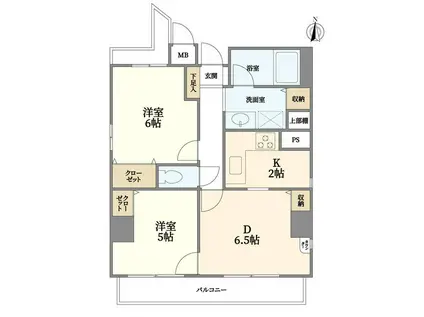 コスモ元浅草(2DK/11階)の間取り写真