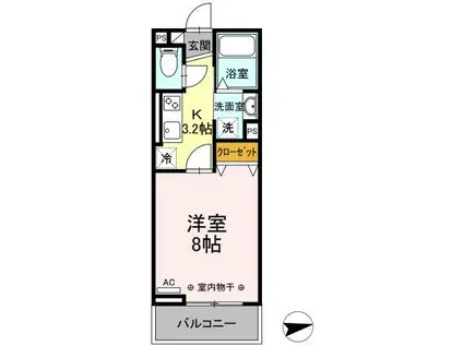 ラフィーネ(1K/2階)の間取り写真