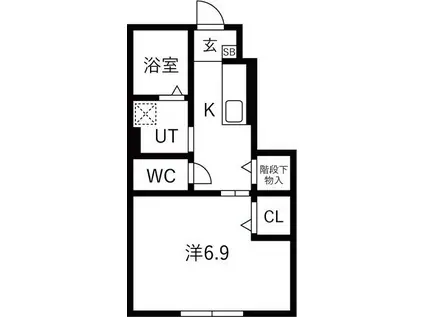 リベルタF(1K/1階)の間取り写真