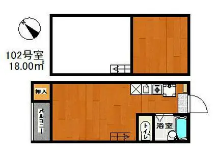 トトロ1号館(ワンルーム/1階)の間取り写真