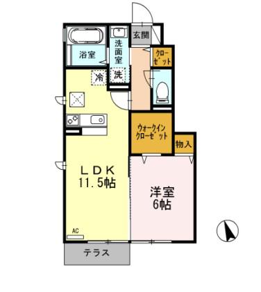 グランディール(1LDK/1階)の間取り写真