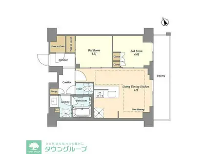 オアーゼ日暮里レジデンス(2LDK/12階)の間取り写真