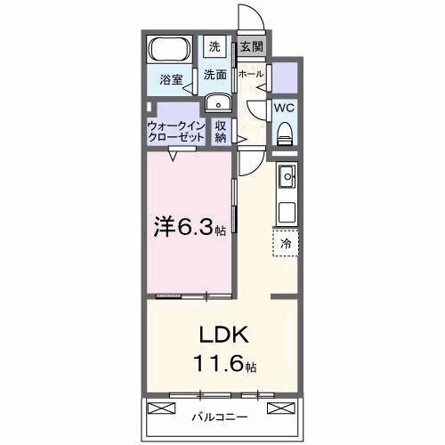 ベルヒルズノース(1LDK/2階)の間取り写真
