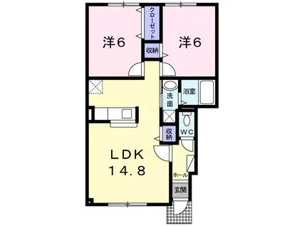 レラ・ホープ北栄(2LDK/1階)の間取り写真