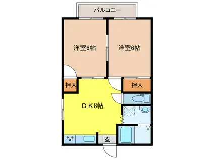 ガロピーヌ(2DK/2階)の間取り写真