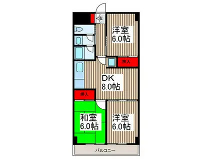 コスモプレイス北原台II(3DK/4階)の間取り写真