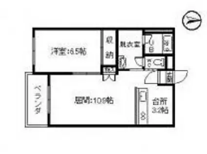 ピープル木野(1LDK/2階)の間取り写真