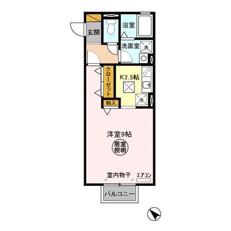 ルミエール(1K/1階)の間取り写真