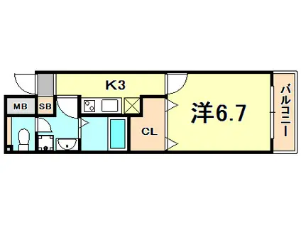 フローリスト二宮(1K/5階)の間取り写真