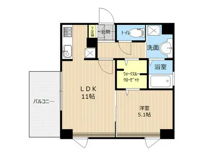 LIBTH白川公園(1LDK/6階)の間取り写真